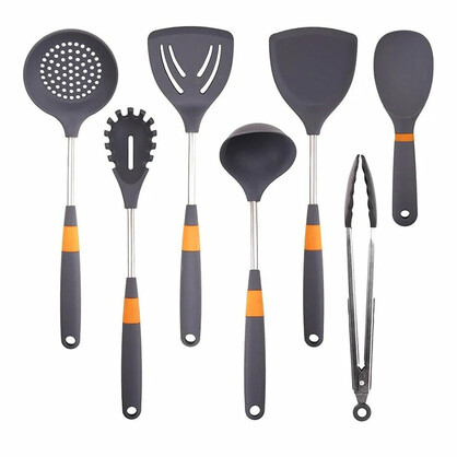 Anygleam Cooking Utensil 5 Set Heat Resistant Tools Spatula Kit with 1 Tong and 1 Rice Spatula Kitchen Accessories for Nonstick Cookware