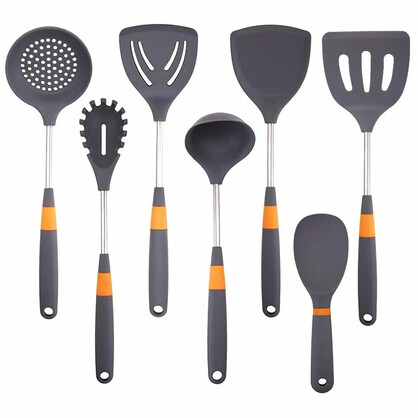 Anygleam Cooking Utensil 6 Set Grey Heat Resistant Tools Spatula Kit with 1 Rice Spatula Kitchen Accessories for Nonstick Cookware