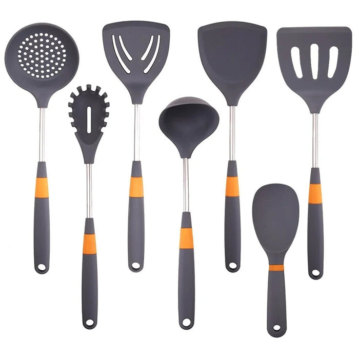 Anygleam Cooking Utensil 6 Set Grey Heat Resistant Tools Spatula Kit with 1 Rice Spatula Kitchen Accessories for Nonstick Cookware