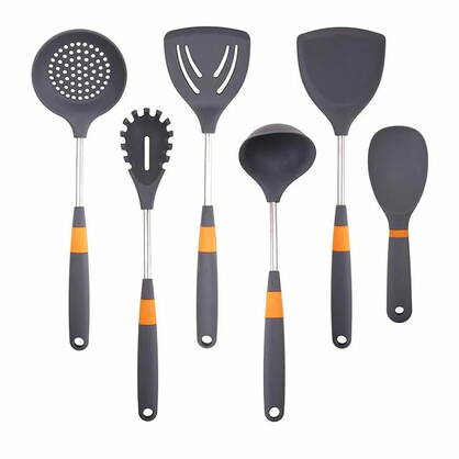 Anygleam Cooking Utensil 5 Set Grey Heat Resistant Tools Spatula Kit 1 Rice Spatula Kitchen Accessories Paddle Scoop for Nonstick Cookware