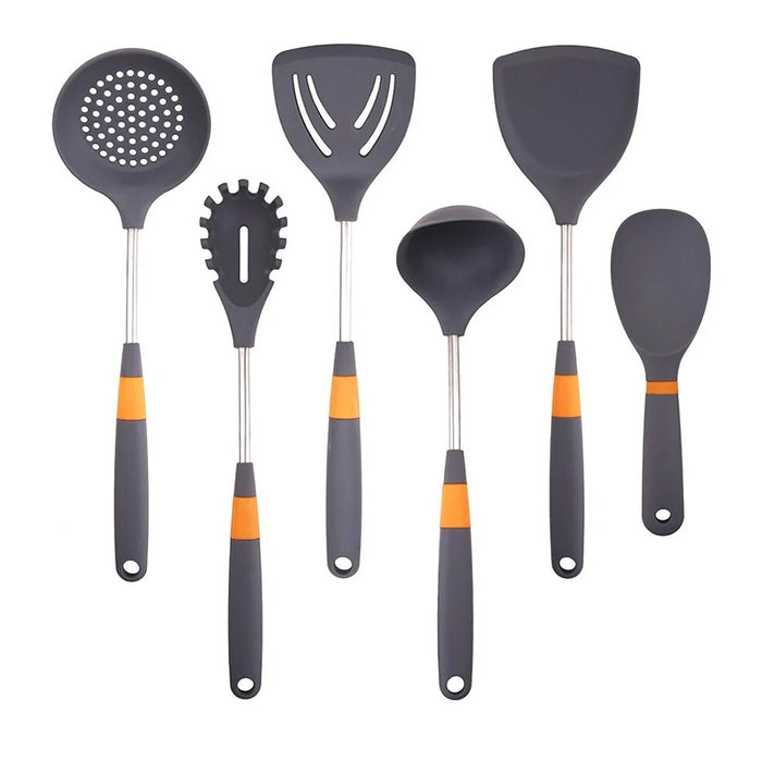 Anygleam Cooking Utensil 5 Set Grey Heat Resistant Tools Spatula Kit 1 Rice Spatula Kitchen Accessories Paddle Scoop for Nonstick Cookware