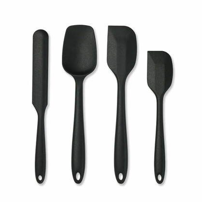 Anygleam Silicone Black Seamless Mixing Spatula 4 Set Kitchen Accessories Baking Utensil Kit Bread Cake Mixing Tools Cooking Scraper