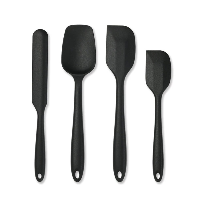 Anygleam Silicone Black Seamless Mixing Spatula 4 Set Kitchen Accessories Baking Utensil Kit Bread Cake Mixing Tools Cooking Scraper