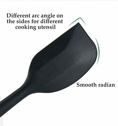 Anygleam Silicone Black Seamless Spatula 6 Set Kitchen Accessories Baking Utensil Kit Bread Cake Mixing Tools Cooking Scraper Heat Resistant