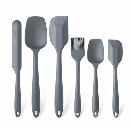 Anygleam Silicone Grey Seamless Spatula 6 Set Kitchen Accessories Baking Utensil Kit Bread Cake Mixing Tools Cooking Scraper Heat Resistant