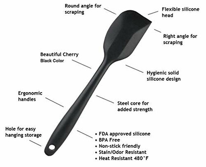 Anygleam Silicone Black Seamless Spatula 4 Set Kitchen Accessories Baking Utensil Kit Bread Cake Mixing Tools Cooking Scraper Heat Resistant