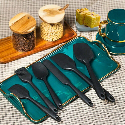 Anygleam Silicone Black Seamless Spatula 4 Set Kitchen Accessories Baking Utensil Kit Bread Cake Mixing Tools Cooking Scraper Heat Resistant