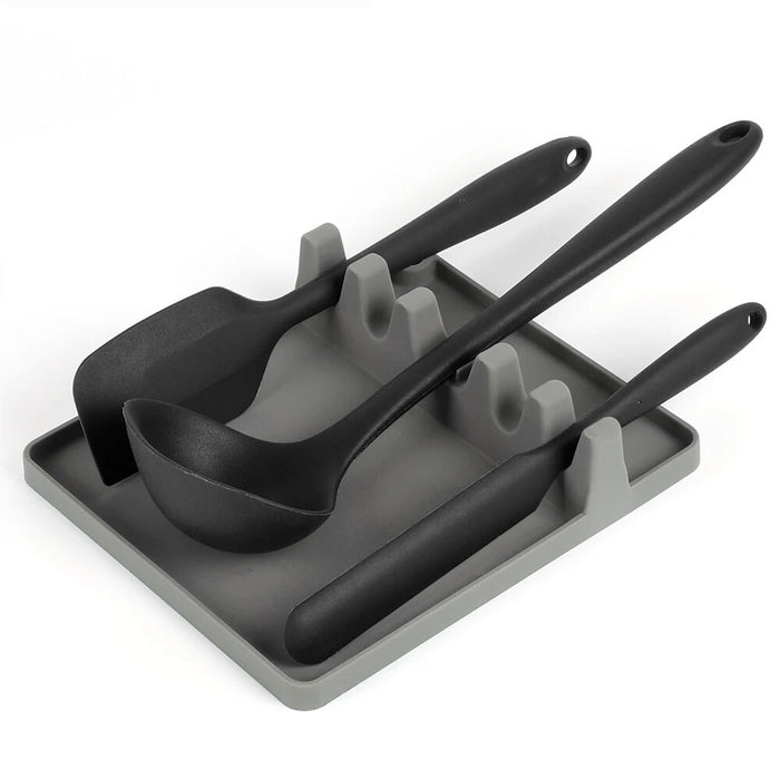 Anygleam Spoon Rest Grey Medium Kitchen Pan Pot Cover Lid Rack Stand Organizer Fork Spatula Rack Holder Stand Tableware Storage Rack Holder