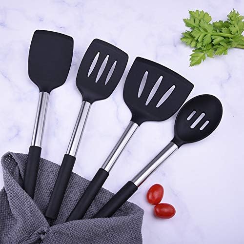 Anygleam Kitchen Utensils Non-stick Black/ Silver 15 Set Cooking Tool Accessories Heat Resistant Kitchenware