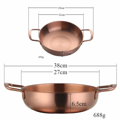 Anygleam Stock Pot 2pcs Rosegold-S-L Stainless Steel HotPot Without Lid Single-Layer Cooking Soup Noodle Sea Food Home Kitchen Tools