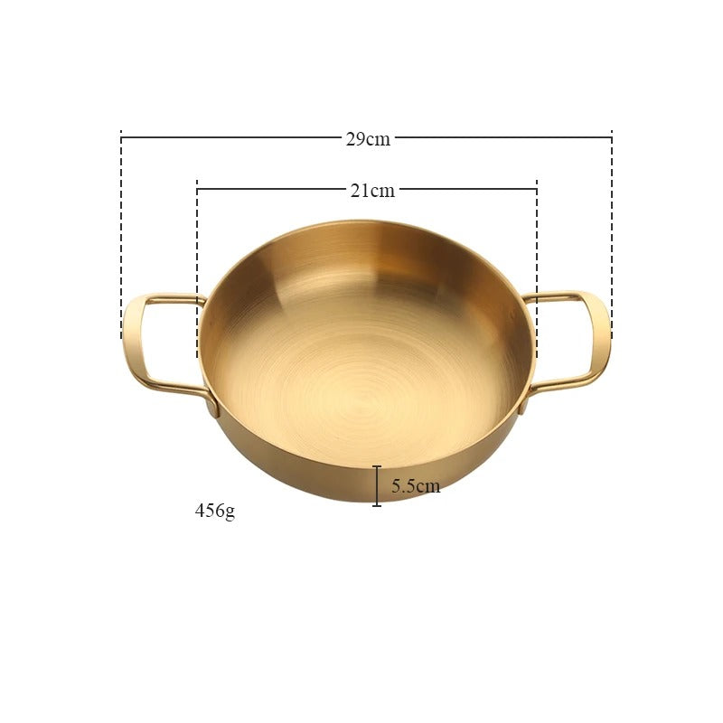 Anygleam Stock Pot 2pcs Gold-S-L Stainless Steel HotPot Without Lid Single-Layer Cooking Soup Noodle Sea Food Home Kitchen Restaurant Tools