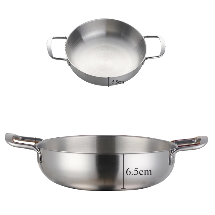 Anygleam Stock Pot 2pcs Silver-S-L Stainless Steel HotPot Without Lid Single-Layer Cooking Soup Noodle Sea Food Home Kitchen Tools