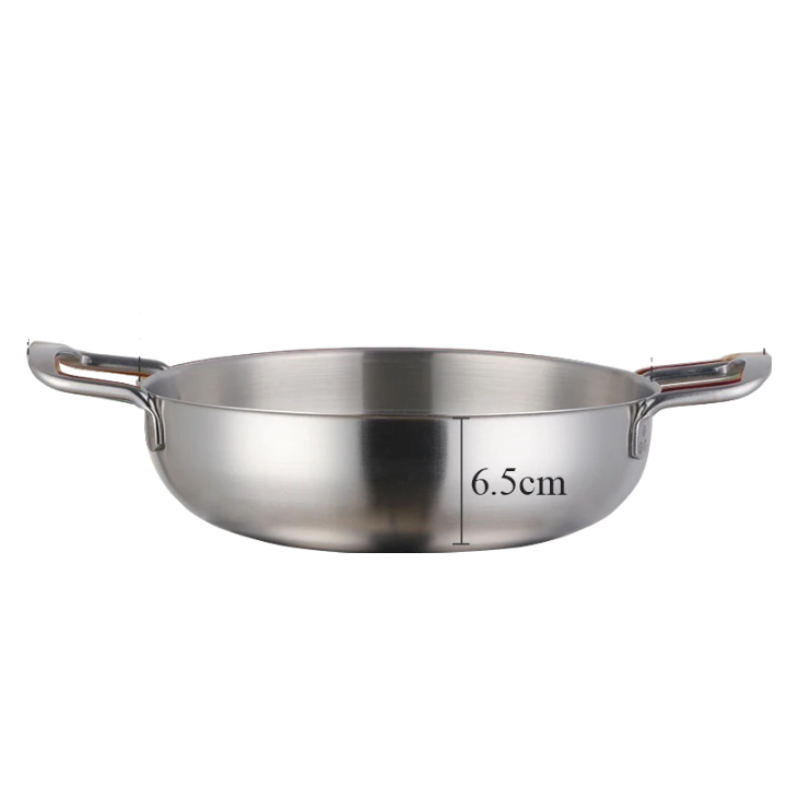 Anygleam Stock Pot 2pcs Silver-S-L Stainless Steel HotPot Without Lid Single-Layer Cooking Soup Noodle Sea Food Home Kitchen Tools