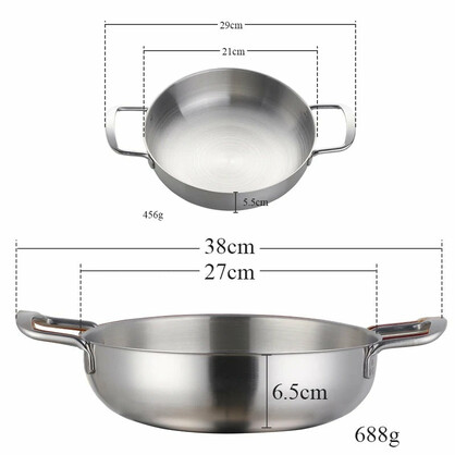 Anygleam Stock Pot 2pcs Silver-S-L Stainless Steel HotPot Without Lid Single-Layer Cooking Soup Noodle Sea Food Home Kitchen Tools