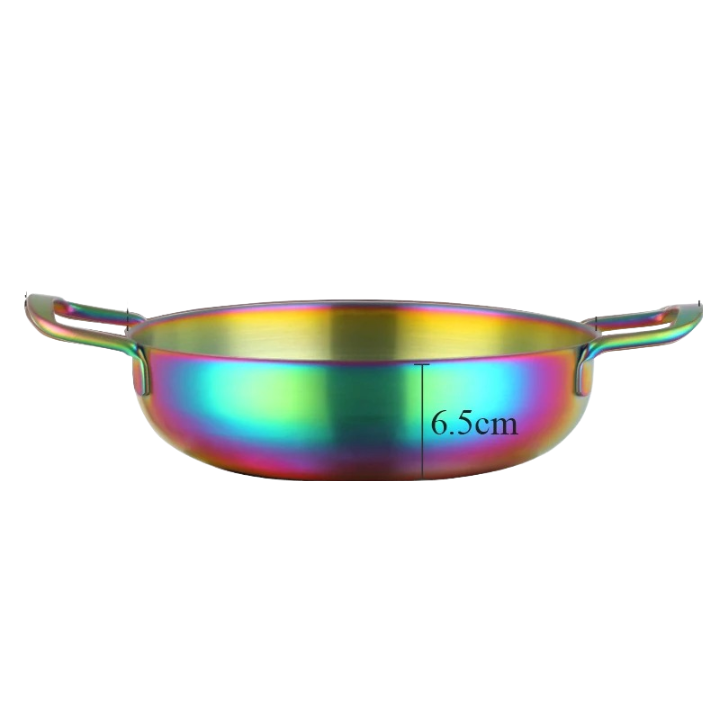 Anygleam Stock Pot Rainbow no.0-L Stainless Steel HotPot Without Lid Single-Layer Cooking Soup Noodle Sea Food Home Kitchen Restaurant Tools