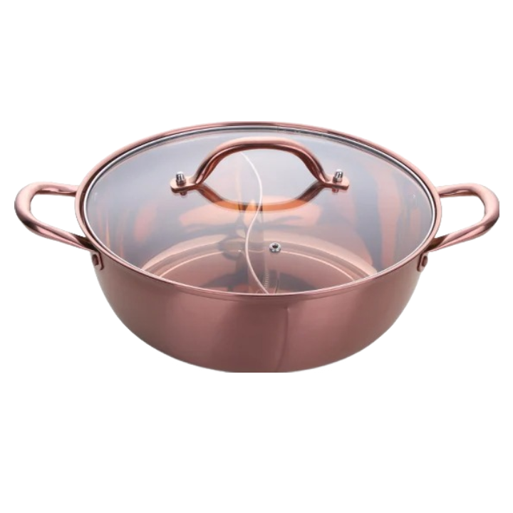 Anygleam Stock Pot Rose Gold Twin Divided Stainless Steel Home Restaurant Cooking Tool Compatible Soup Kitchen Utensils