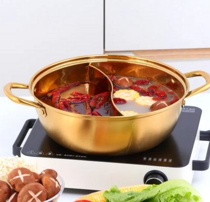 Anygleam Stock Pot Rainbow no.3 Twin Divided Stainless Steel Home Restaurant Cooking Tool Compatible Soup Kitchen Utensils