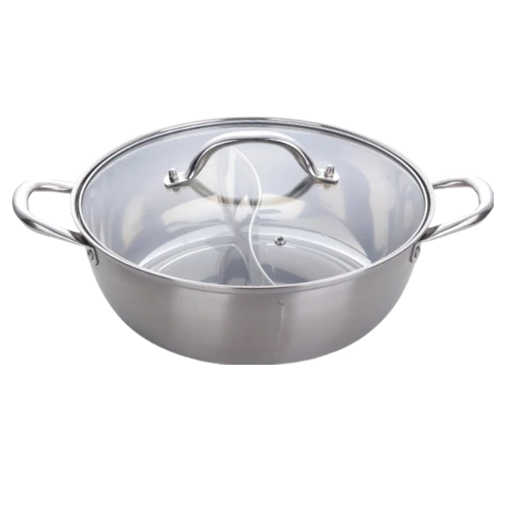 Anygleam Stock Pot Silver Twin Divided Stainless Steel Home Restaurant Cooking Tool Compatible Soup Kitchen Utensils