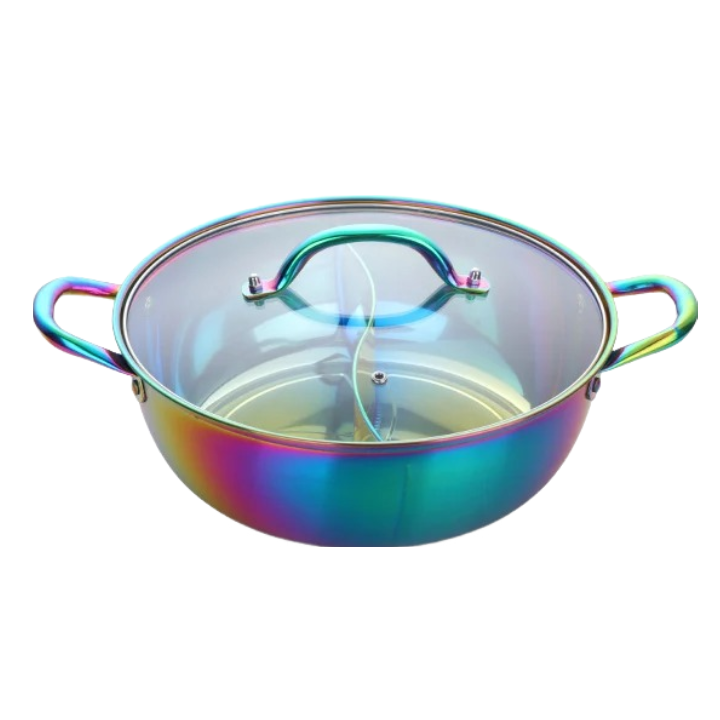 Anygleam Stock Pot Rainbow Twin Divided Stainless Steel Home Restaurant Cooking Tool Compatible Soup Kitchen Utensils