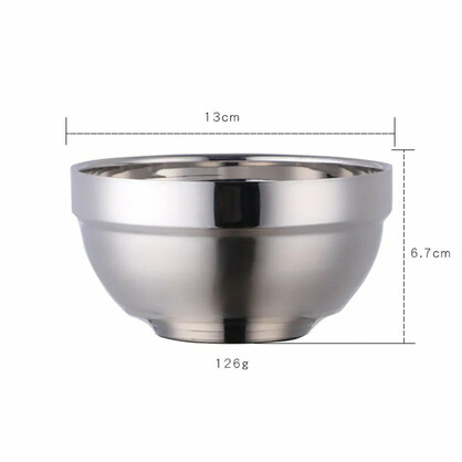 Anygleam Rose Gold 2Pcs Big Stainless Steel Rice Bowl Single Anti-Scalding Layer Cooking Utensil