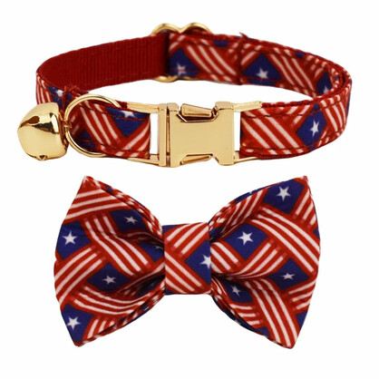 AnyWags Cat Collar Banner Red Bow Small with Safety Buckle, Bell, and Durable Strap Stylish and Comfortable Pet Accessory
