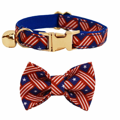 AnyWags Cat Collar Banner Blue Bow Small with Safety Buckle, Bell, and Durable Strap Stylish and Comfortable Pet Accessory