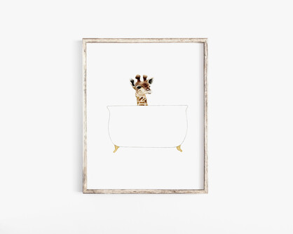 lepetiteprint | Baby Giraffe in Bathtub | Art Print