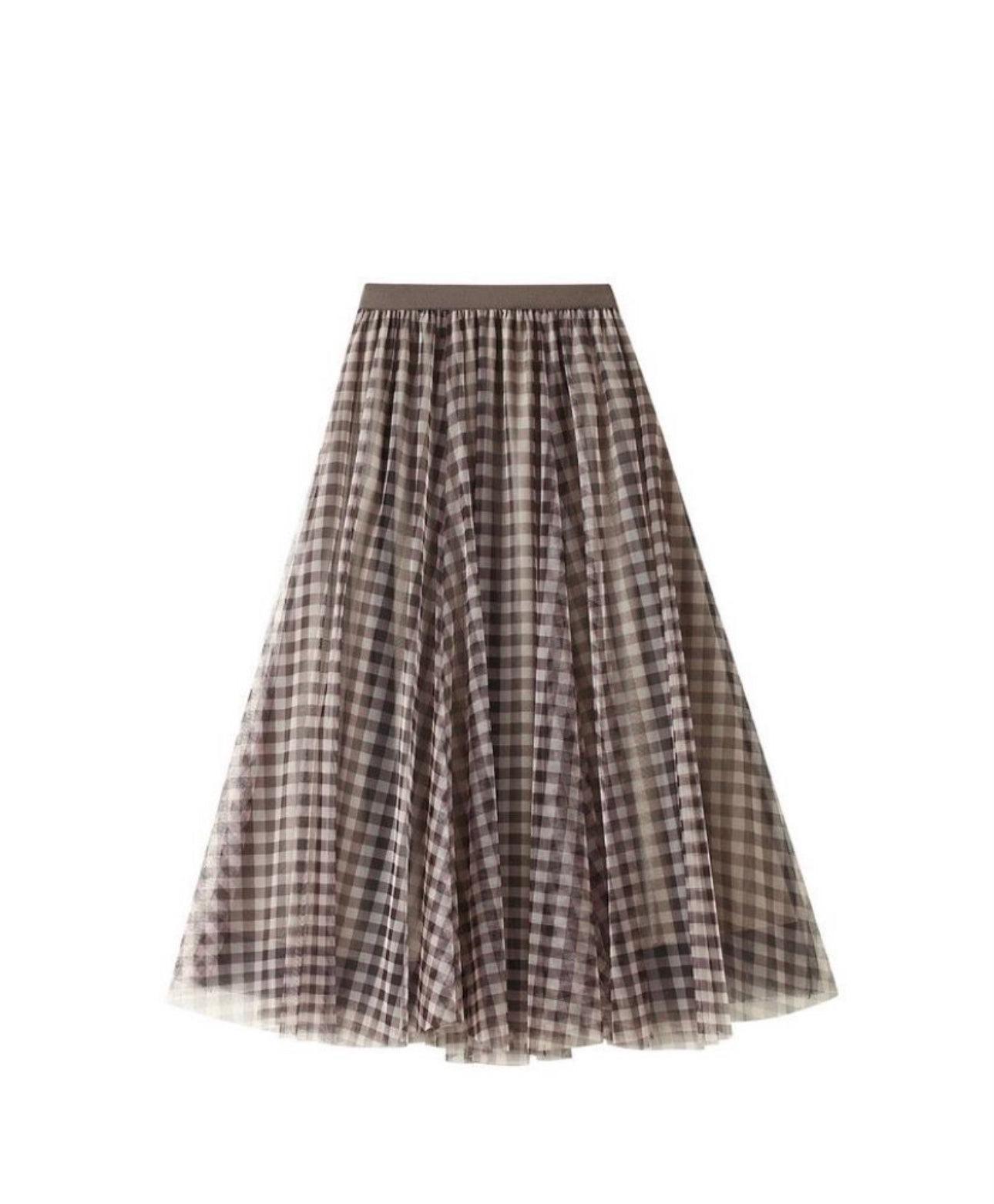 WILLA Gingham Tulle skirt