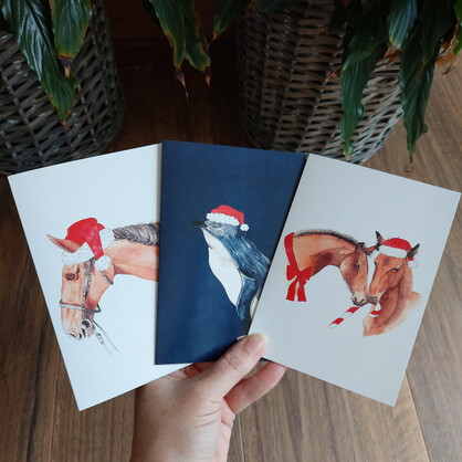 Little Santa Penguin Greeting Card