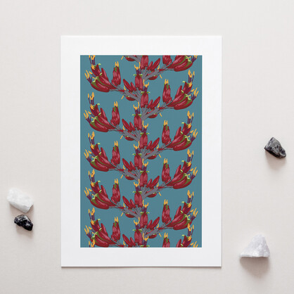 Harakeke Flowers A4 Art Print - Flax