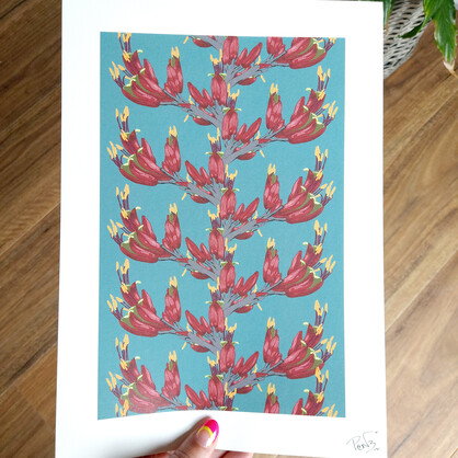 Harakeke Flowers A4 Art Print - Flax