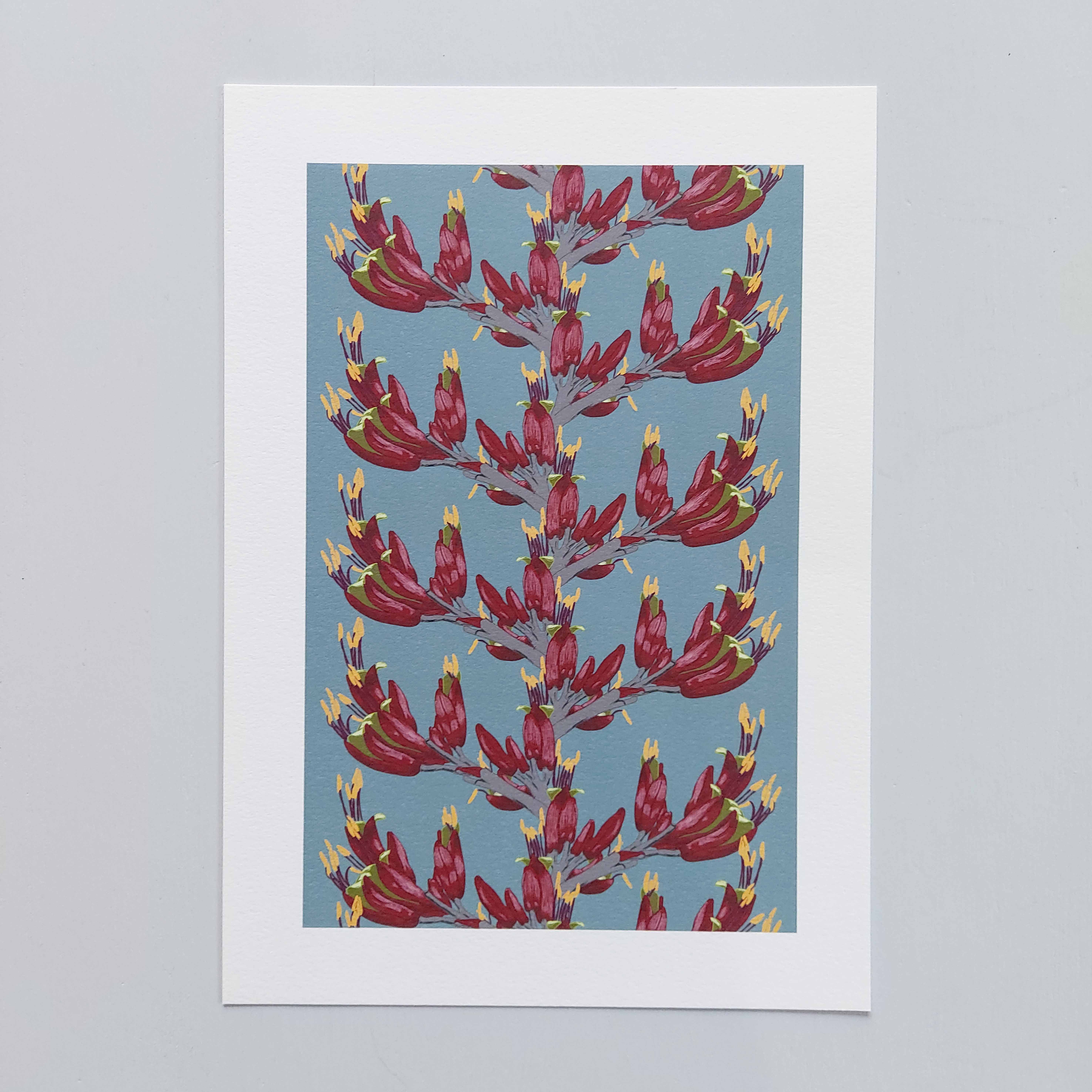 Harakeke Flowers A4 Art Print - Flax
