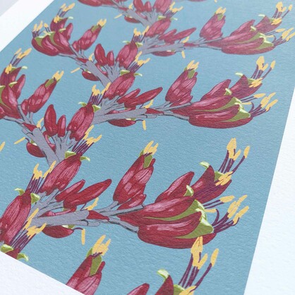 Harakeke Flowers A4 Art Print - Flax