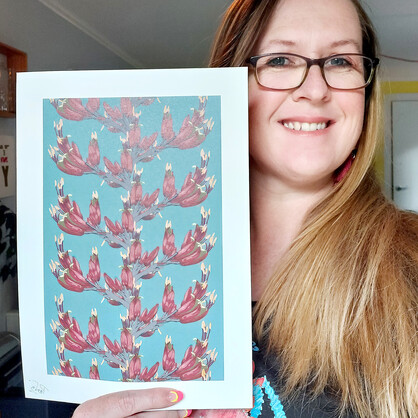 Harakeke Flowers A4 Art Print - Flax