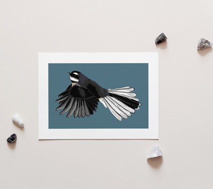 Fantail A4 Art Print – Teal