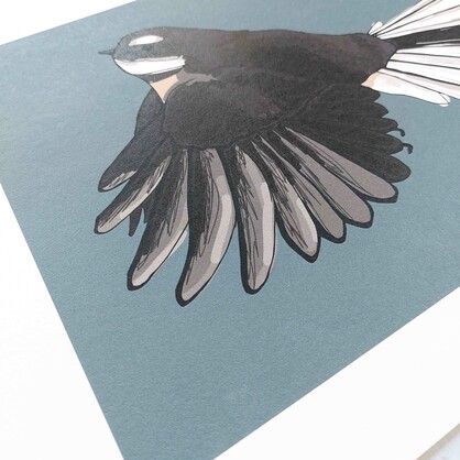 Fantail A4 Art Print – Teal