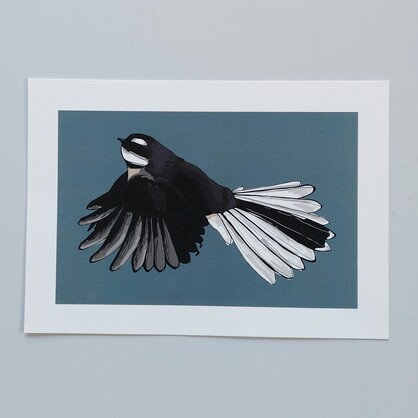 Fantail A4 Art Print – Teal