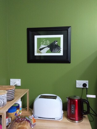 Fantail on Green A4 Art Print