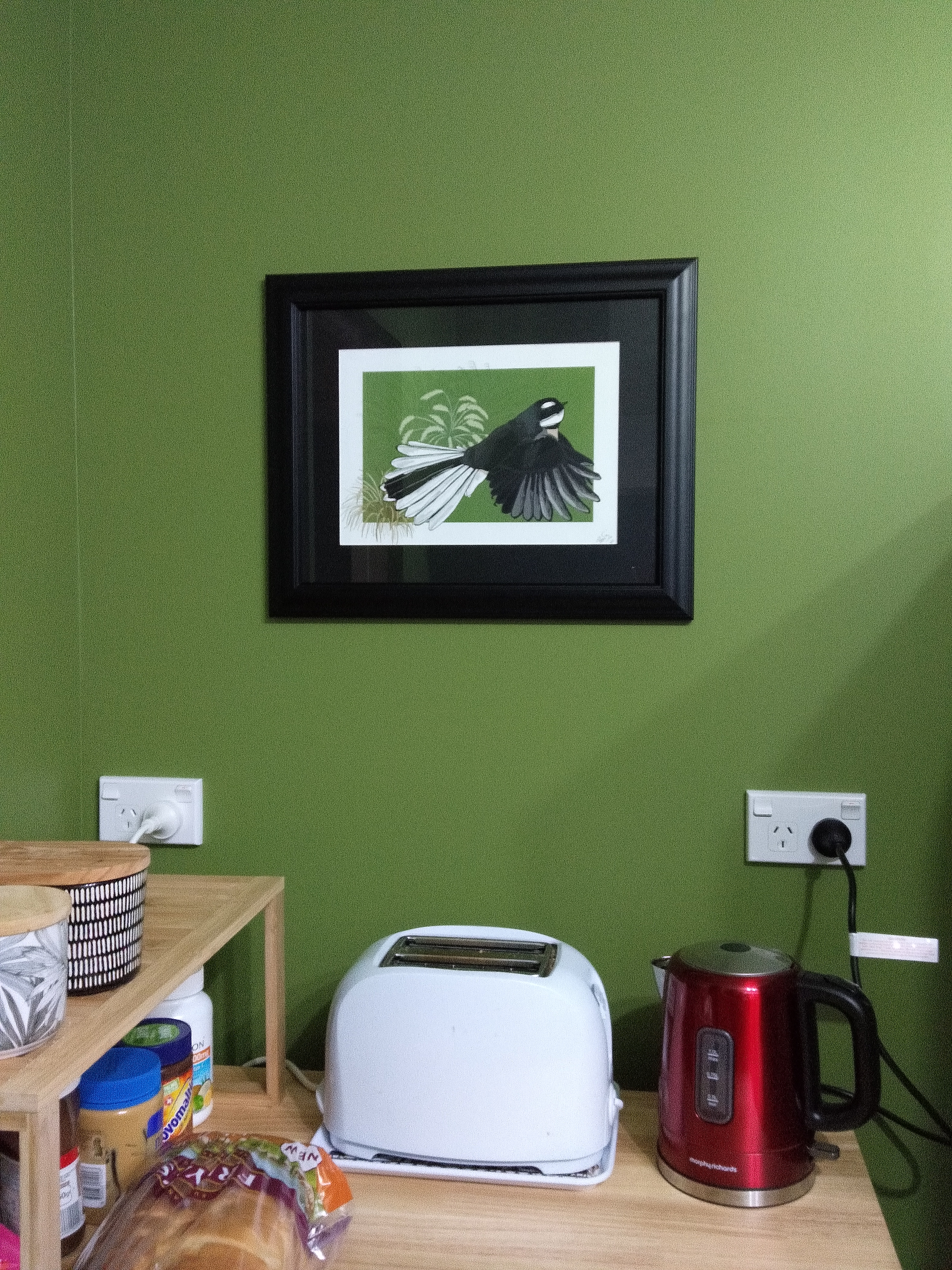 Fantail on Green A4 Art Print