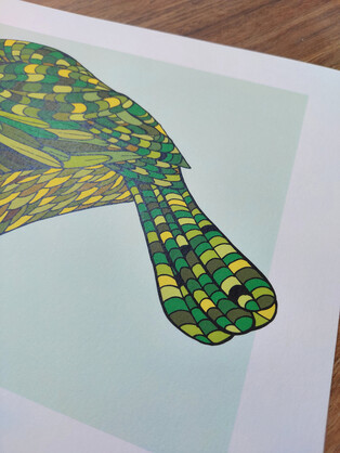 Kakapo Green A4 Art Print