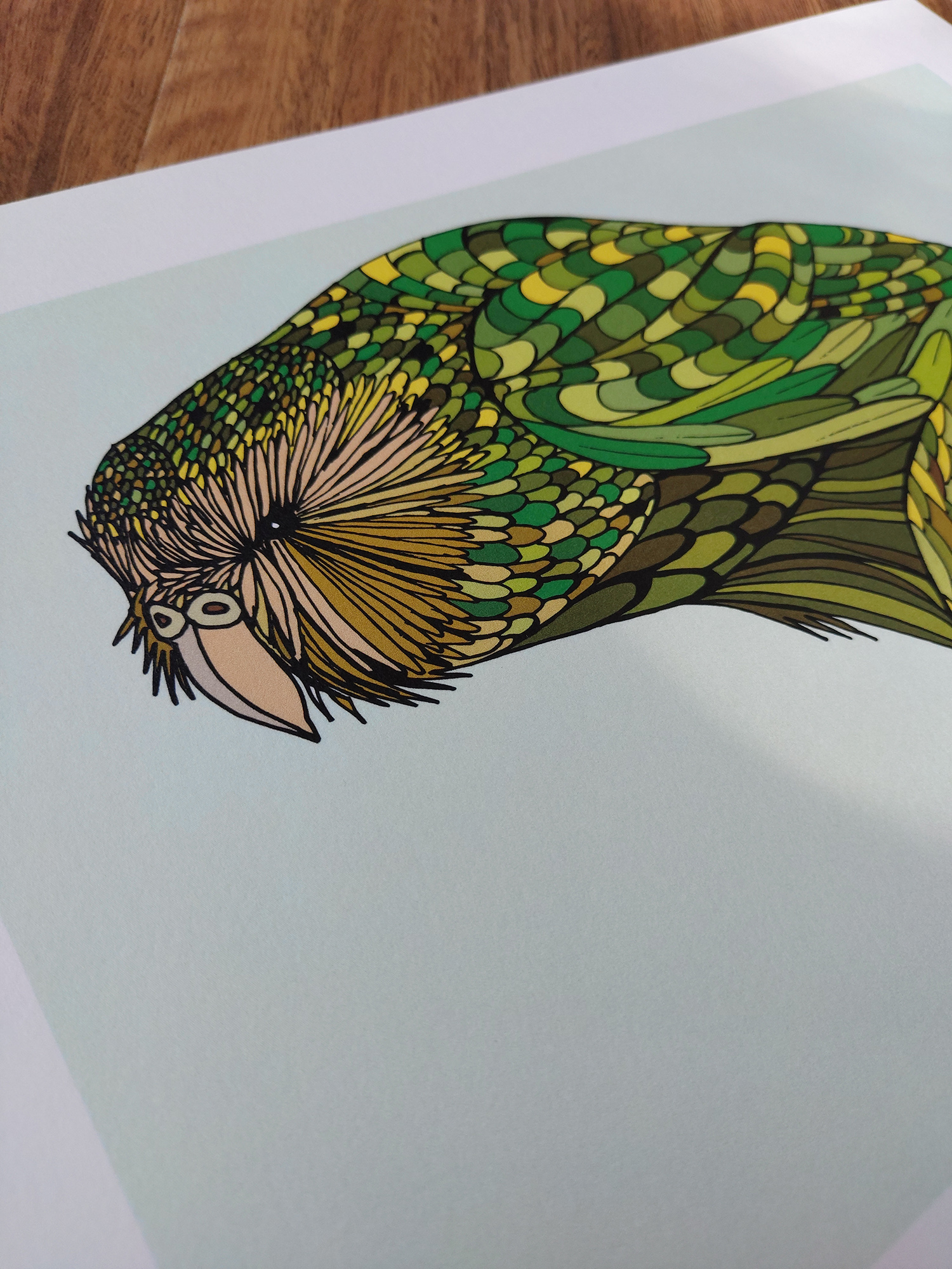 Kakapo Green A4 Art Print