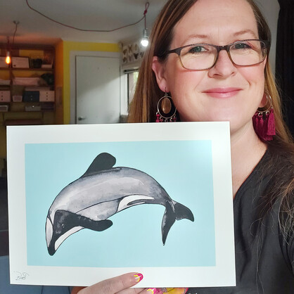 Maui Dolphin A4 Art Print
