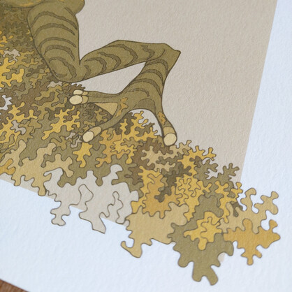 Mossy Frog A4 Art Print - Maud Island frog