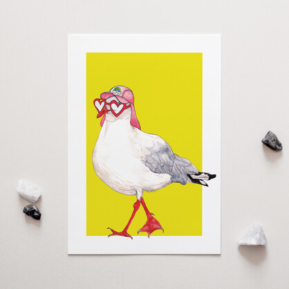 Stevie the Seagull A4 Art Print - Humorous Original Character