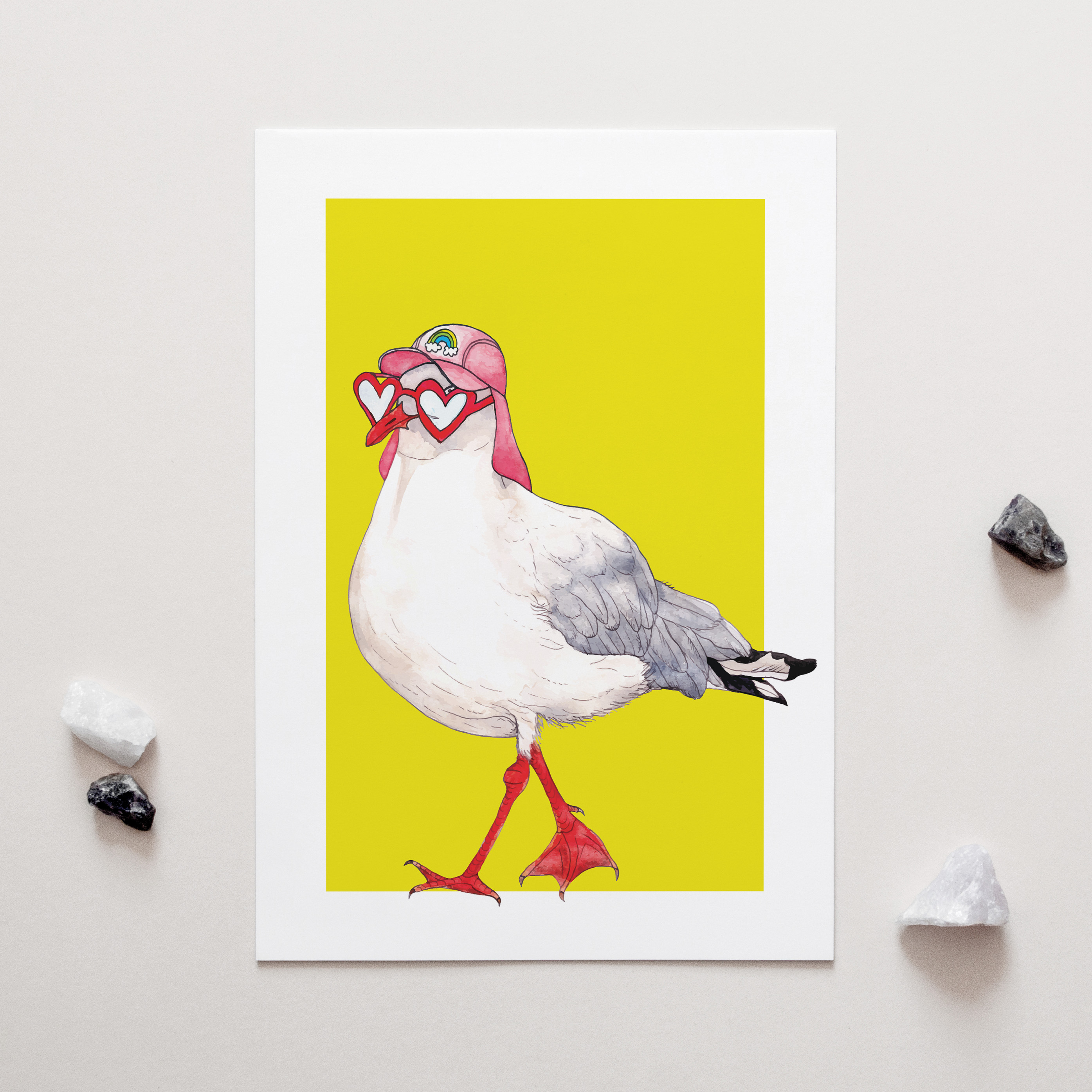 Stevie the Seagull A4 Art Print - Humorous Original Character