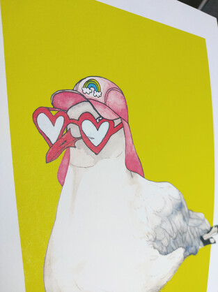 Stevie the Seagull A4 Art Print - Humorous Original Character