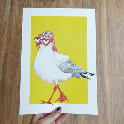 Stevie the Seagull A4 Art Print - Humorous Original Character