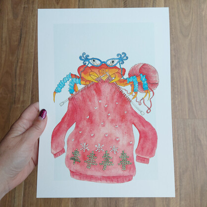 Cathy the Crab A4 Art Print