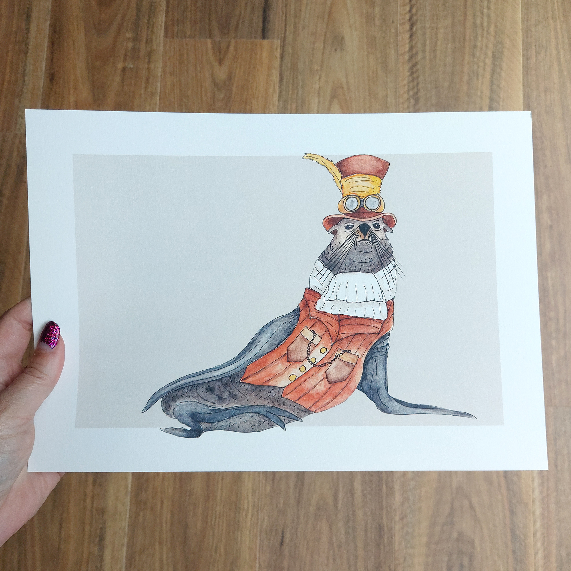 Fergus the Furseal A4 Art Print