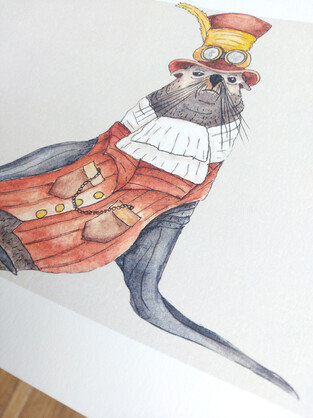 Fergus the Furseal A4 Art Print